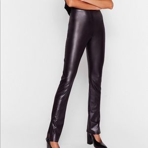 Nastygal high waisted leather slit leggings